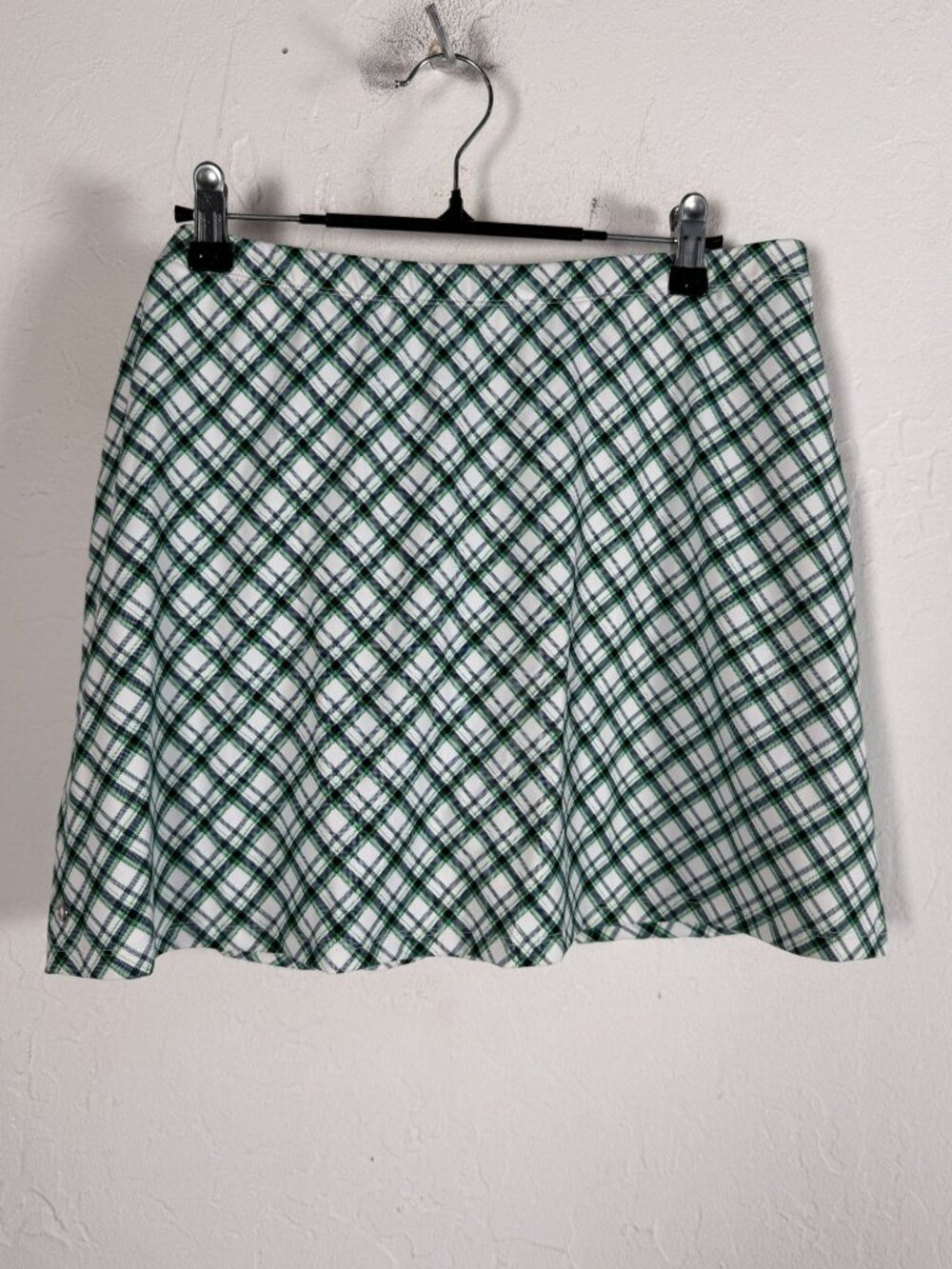 Tail Tech Womens Plaid Skort Large Green White Golf Tennis Skirt Classic Fit New